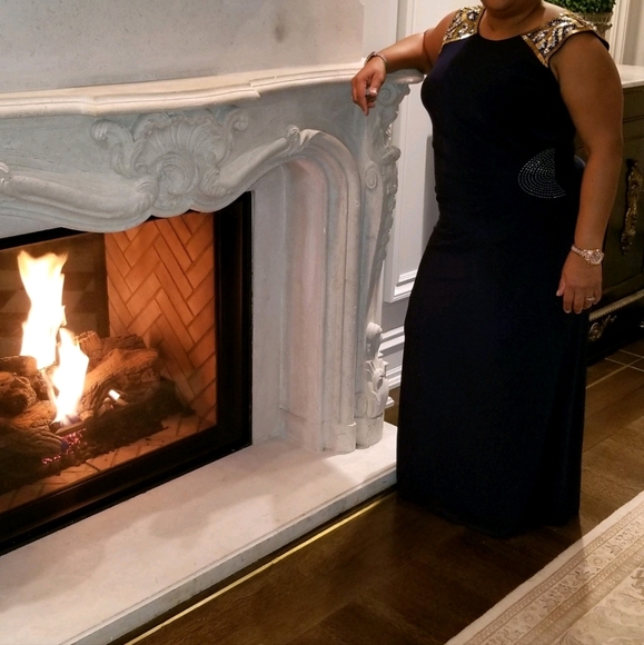 JS Collections Dresses & Skirts - JS Collection Blue Embellish Evening Gown